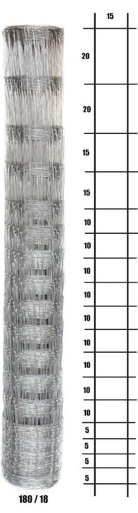 Lesnické pletivo uzlové - výška 180 cm, drát 1,6/2,0 mm, 18 drátů