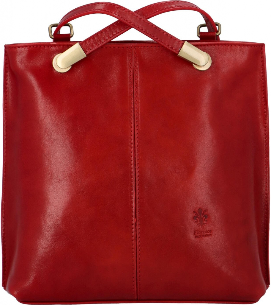 Kožená kabelka -batoh Amanda červená