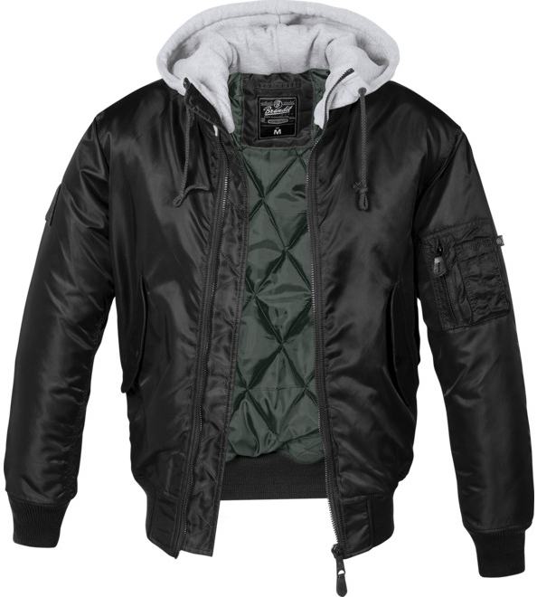 Brandit MA1 Sweat Hooded jacket černo šedá
