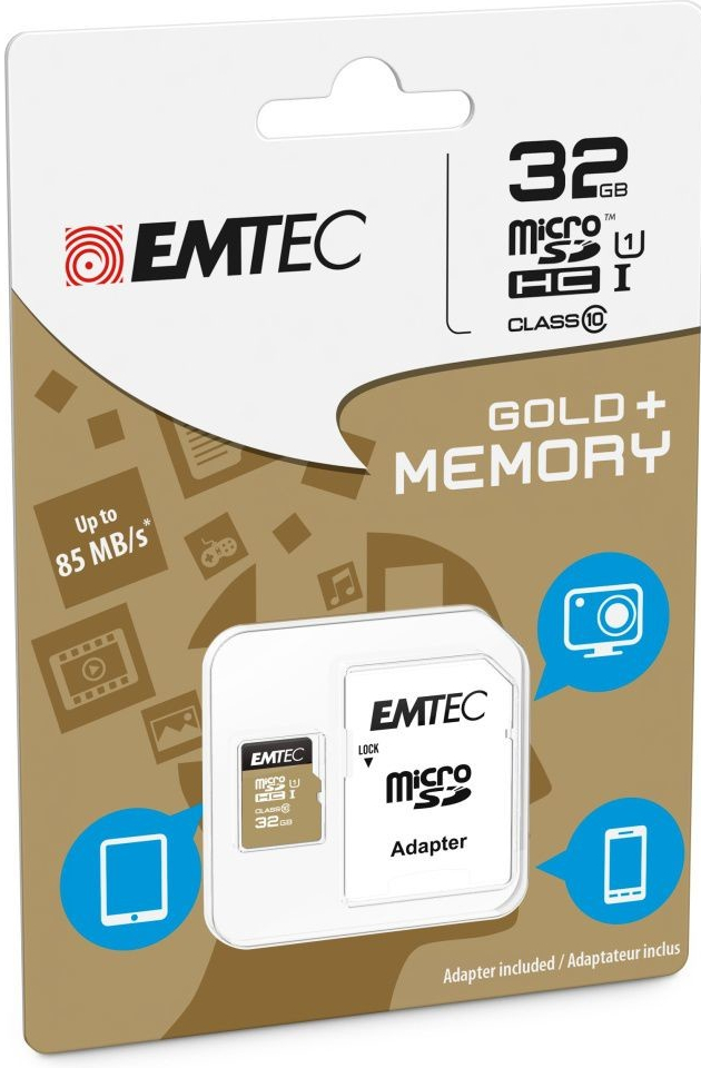 Emtec microSDHC 32 GB Class 10 Gold+ ECMSDM32GHC10GP