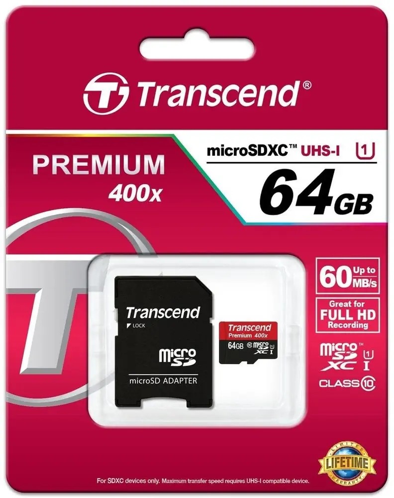 Transcend microSDXC Premium 64 GB UHS-I TS64GUSDU1