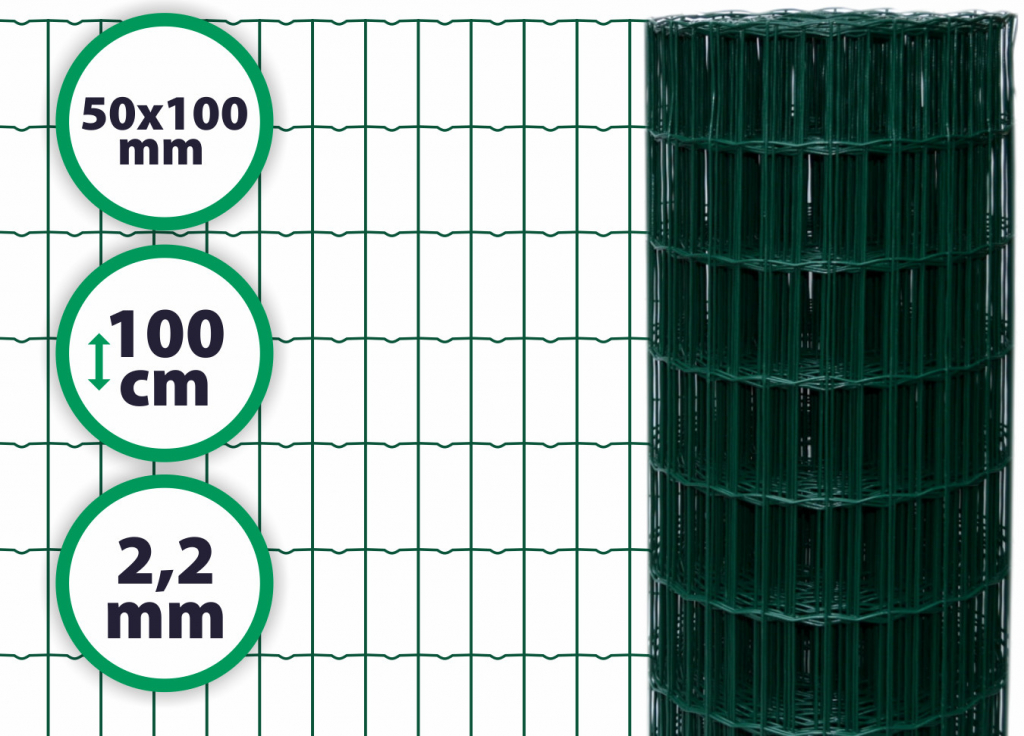 Svařované pletivo Middle – výška 100 cm, drát 2,2 mm, oko 50x100 mm