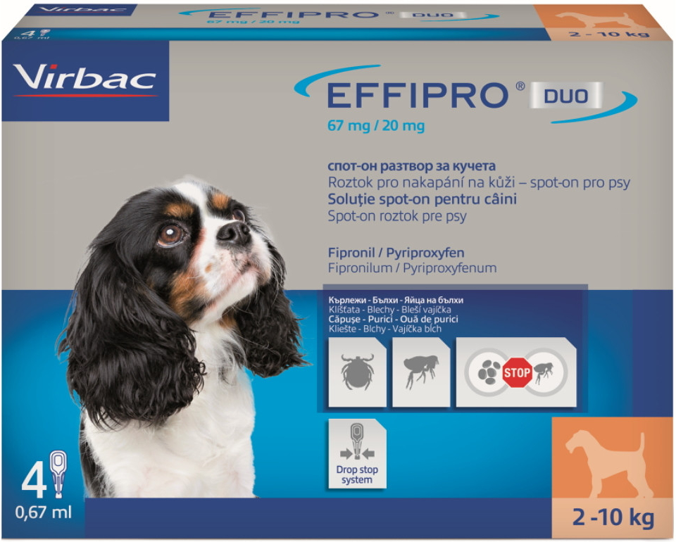 Effipro Duo Spot-on Dog S 2-10 kg 4 x 0,67 ml