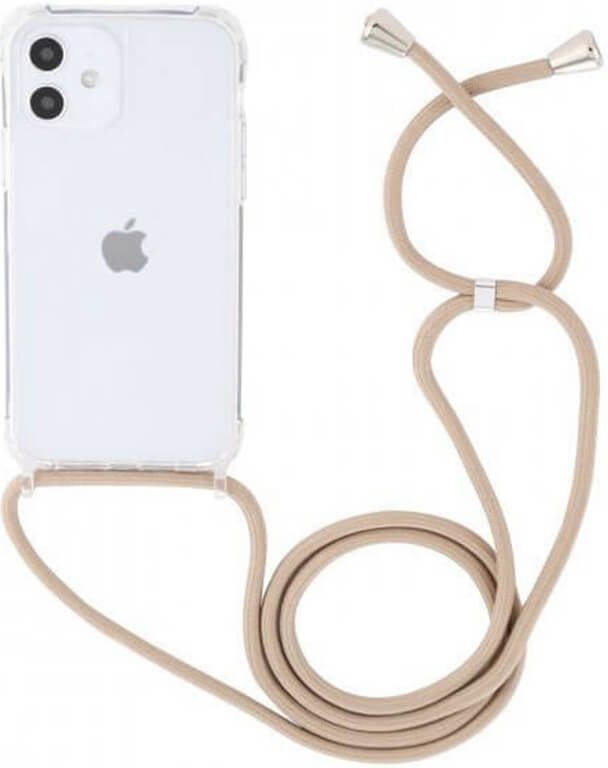Pouzdro SES Průhledné silikonové ochranné se šňůrkou na krk Apple iPhone 12 mini - zlaté