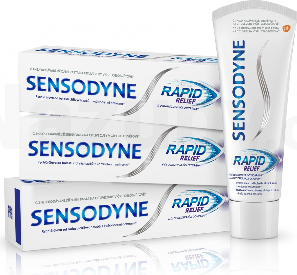 Sensodyne Zubní pasta pro citlivé zuby Rapid 3 x 75 ml