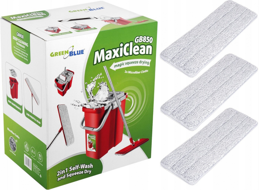 Maxiclean Automatický plochý kbelík na mop + 3 vložky z mikrovlákna