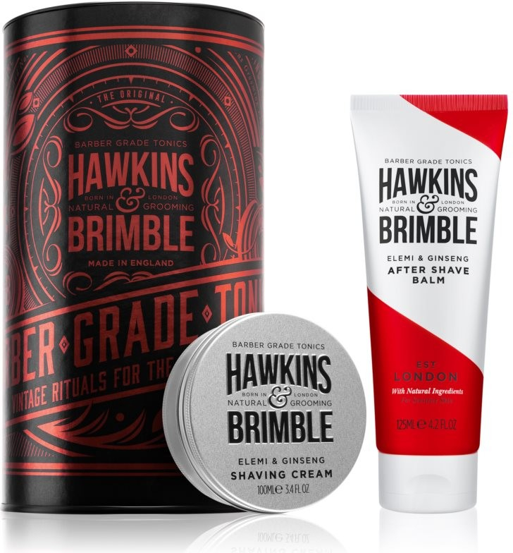 Hawkins & Brimble Natural Grooming Elemi & Ginseng krém na holení 100 ml + Elemi & Ginseng balzám po holení 125 ml dárková sada