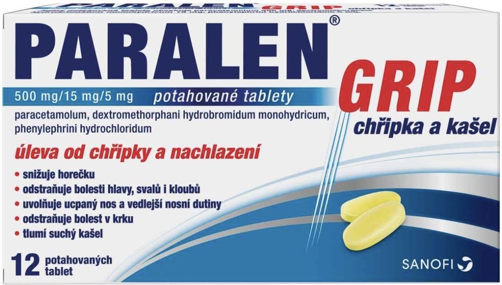 PARALEN GRIP CHŘIPKA A KAŠEL POR 500MG/15MG/5MG TBL FLM 24