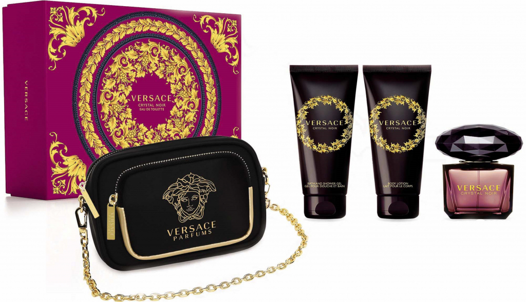 Versace Crystal Noir EDT 90 ml + tělové mléko 100 ml + sprchový gel 100 ml + kabelka dárková sada