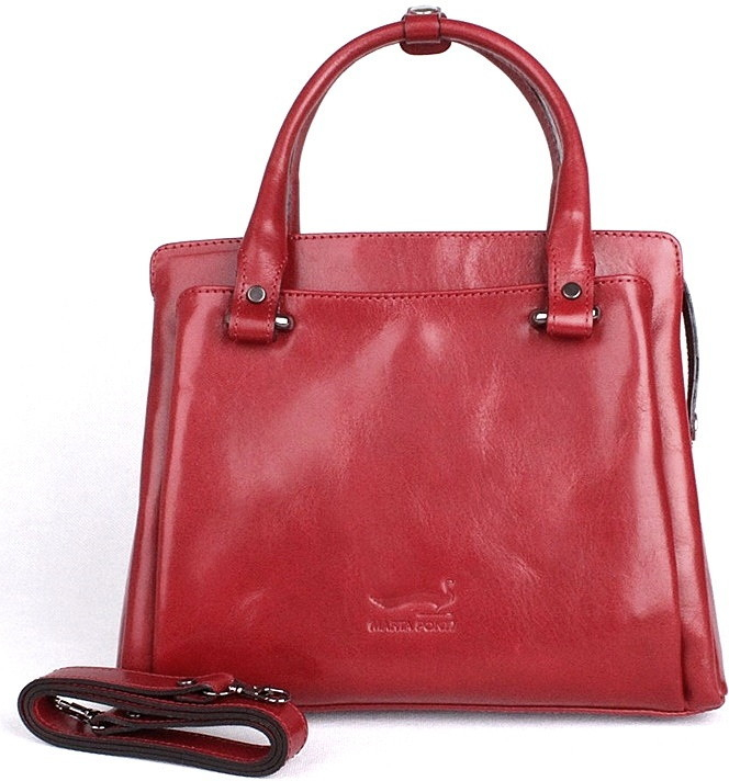 Marta Ponti Středně velká luxusní dámská tmavěčervená kabelka do ruky 6056