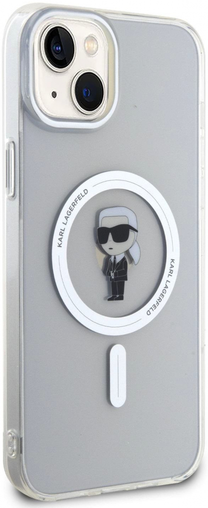 Pouzdro Karl Lagerfeld IML Ikonik MagSafe iPhone 15 Plus čiré