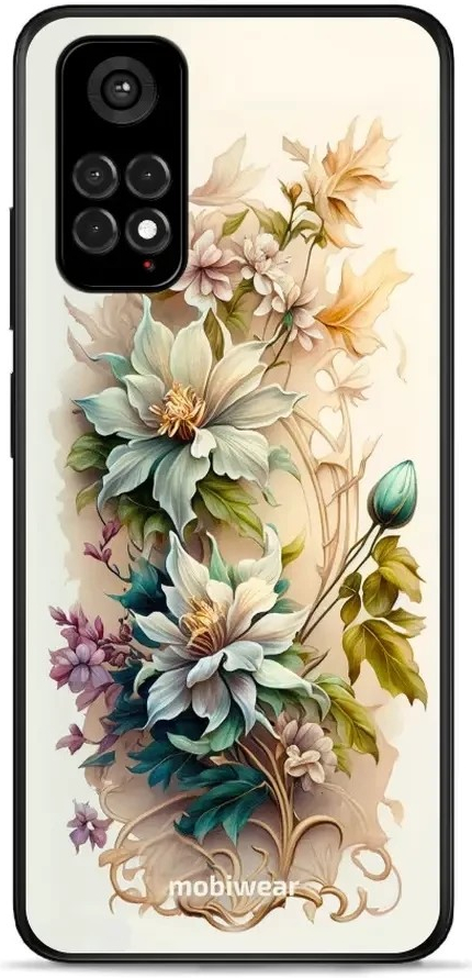 Pouzdro Mobiwear Glossy Xiaomi Redmi Note 11 - G014G Krémové květy