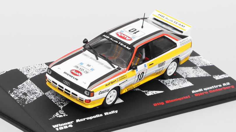 DeAgostini Audi Quattro A2 10 Acropolis Rally polský časopis s modelem 15 1:43