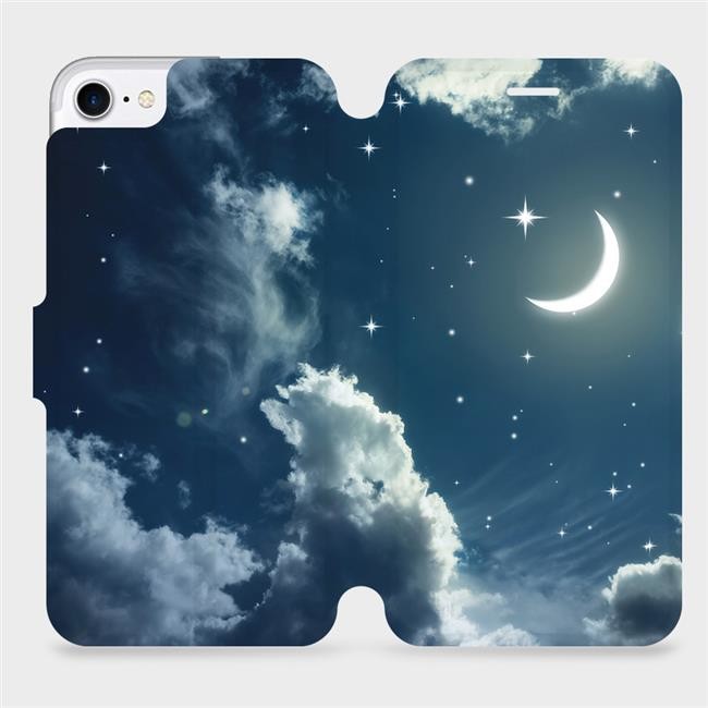 Pouzdro Mobiwear Flipové Apple iPhone SE 2020 / SE 2022 - V145P Noční obloha s měsícem