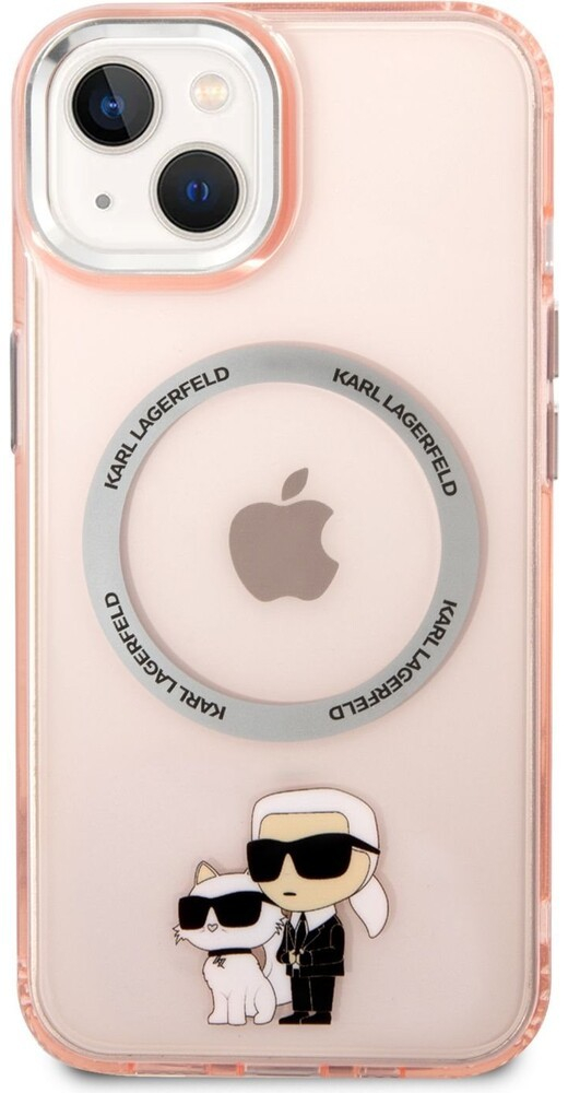 Pouzdro Karl Lagerfeld MagSafe IML Karl and Choupette NFT iPhone 14 Plus růžové
