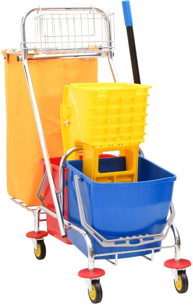 Petrashop Úklidový vozík s kbelíky a ždímačkou PP a oxfordská tkanina Vícebarevný