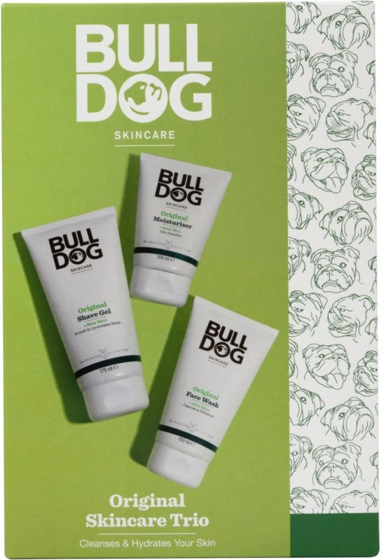 Bulldog Original čisticí gel na obličej 150 ml + gel na holení pro muže 200 ml + hydratační krém na obličej 100 ml