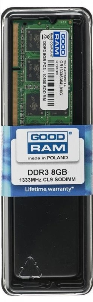 GOODRAM SODIMM DDR3 8GB 1333MHz CL9 GR1333S364L9/8G