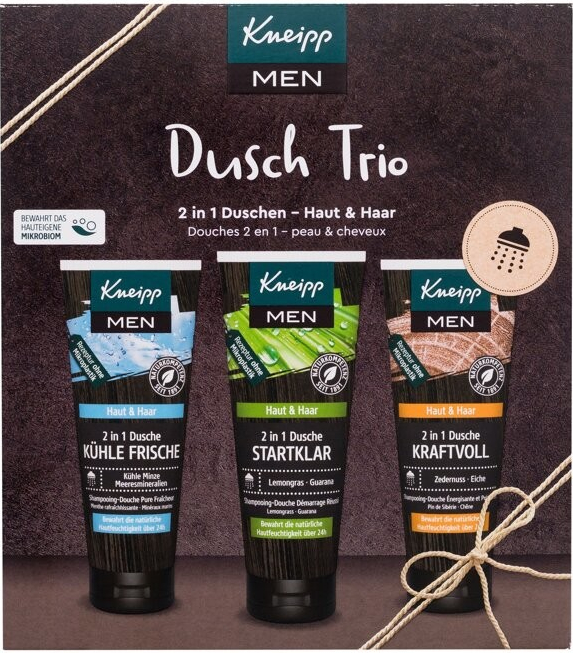 Kneipp Men Shower Trio sada sprchový gel 2 In 1 Ready To Go 75 ml + sprchový gel 2 In 1 Cool Freshness 75 ml + sprchový gel 2 In 1 Powerful 75 ml pro muže