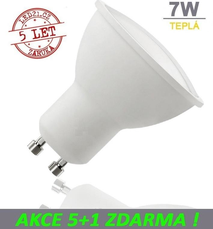 LED21 LED žárovka 7W GU10 500lm Teplá bílá, 5+1