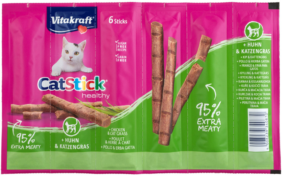 Vitakraft Cat Stick Healthy Kuřecí & kočičí tráva 12 x 6 g