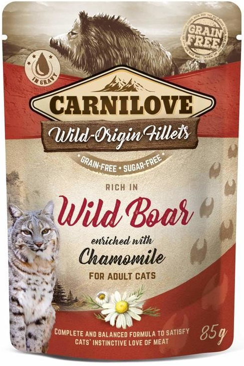 Carnilove Cat Pouch Rich in Wild Boar Enriched with Chamomile 10 x 85 g