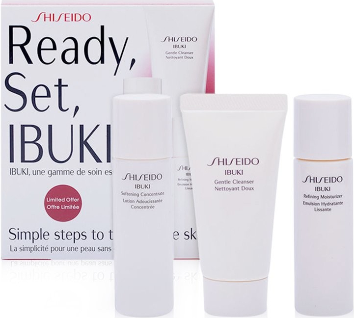 Shiseido Ibuki Gentle Cleanser 30 ml + Softening Concentrate 30 ml + Refining Moisturiser 30 ml dárková sada