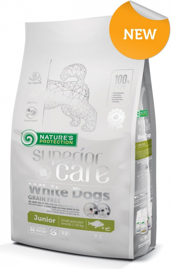 Nature\'s Protection Dog Dry Superior Care White Dog GF Junior W.Fish SB 1,5 kg