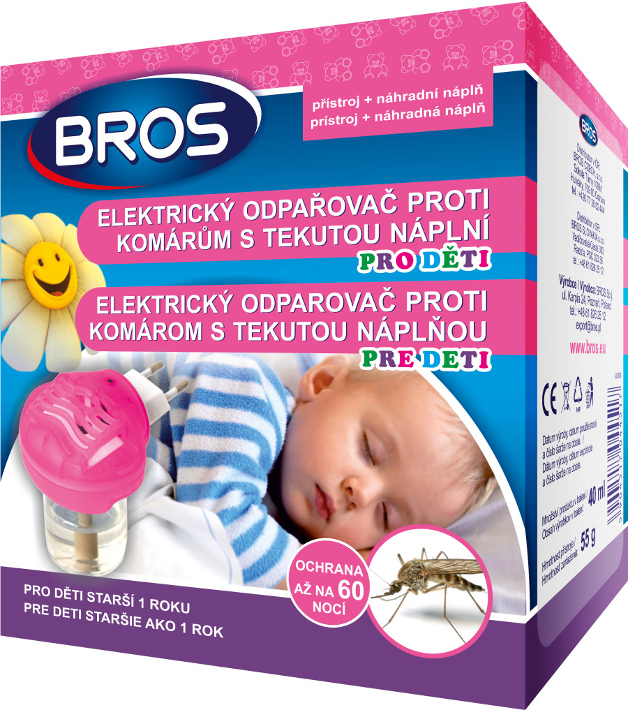 Bros Elektrický odpařovač proti komárům s tekutou náplní 40ml pro děti 372