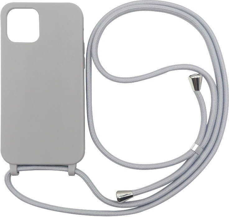 Pouzdro SES Gumové ochranné se šňůrkou na krk Apple iPhone 13 - šedé