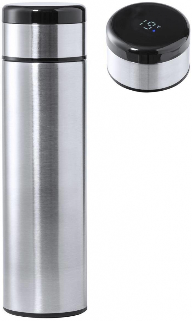 Kaucex termoska s teploměrem šedá stříbrná 500 ml