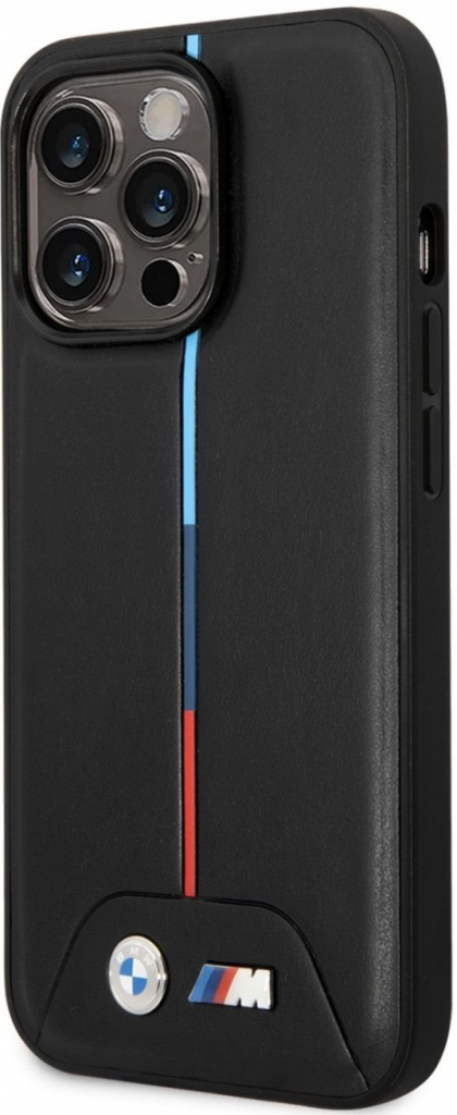Pouzdro BMW M Tricolor Stripe iPhone 14 Pro - černé