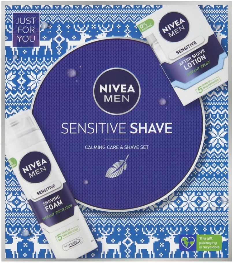 Nivea Men Sensitive Shave voda po holení Men Sensitive 100 ml + pěna na holení Men Sensitive 200 ml dárková sada