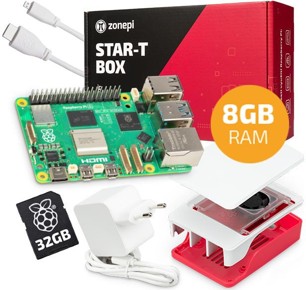 Zonepi oficiální sada s Raspberry Pi 5 (8GB RAM) + krabička + 32GB microSD + příslušenství 6508