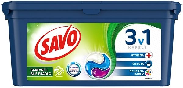 Savo Bez chloru Universal prací kapsle na barevné i bílé prádlo 32 ks