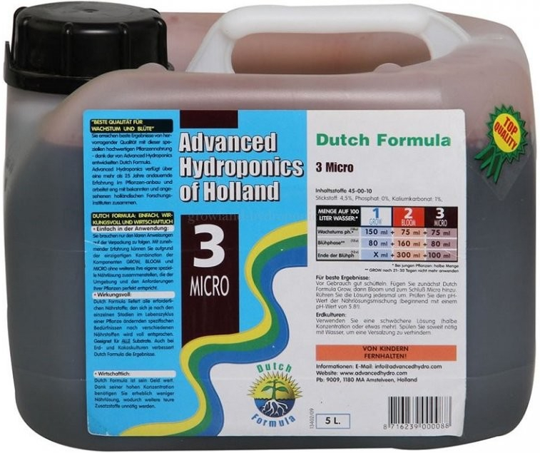 Advanced Hydroponics Dutch formula Micro 25 l