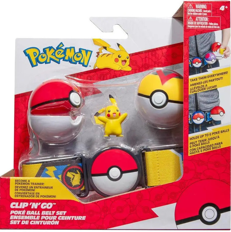 Jazwares Pokémon CLIP N GO Trenerský Pásek + Poké Ball a Level Ball a Pikachu