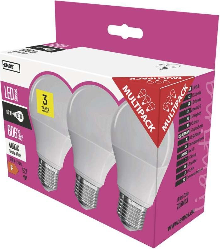 Emos lED žárovka Classic A60 E27 8,5 W 60 W 806 lm neutrální bílá