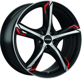 Ronal R62 7,5x18 5x108 ET50 matt black red rim