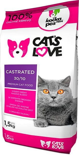 Nativia Kočka není pes Cat\'s Love Castrated 1,5 kg