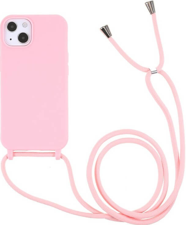 Pouzdro SES Gumové ochranné se šňůrkou na krk Apple iPhone 11 - světle růžové