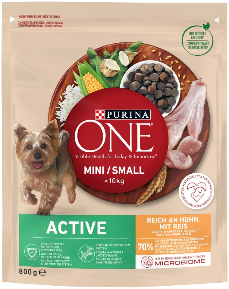 Purina One Dog Adult Mini/Small Active 8 x 0,8 kg