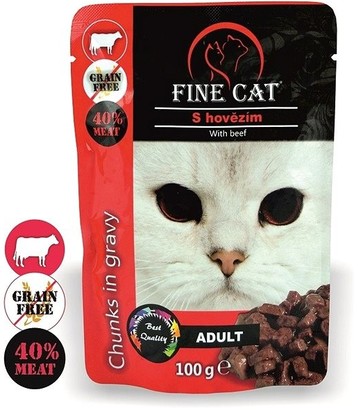 FINE CAT GRAIN FREE Adult HOVĚZÍ v omáčce 22 x 100 g