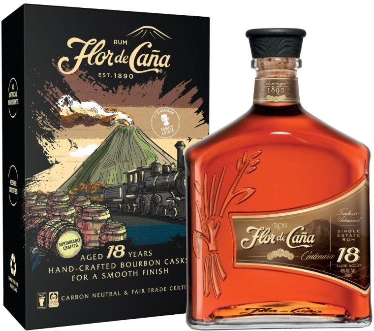 Flor de Caña 18y 40% 0,7 l (dárkové balení 2 sklenice)