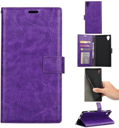 Pouzdro Crazy PU kožené peněženkové Sony Xperia XA1 Plus - fialové