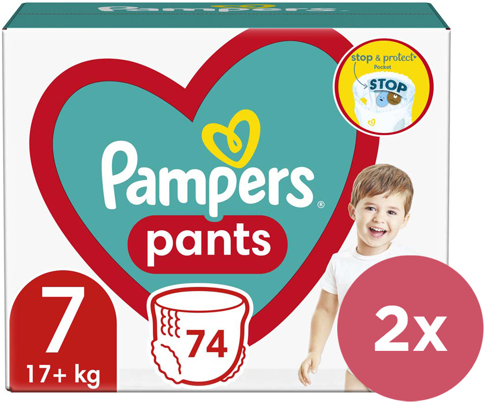 Pampers 2x Pants 7 17 kg+ 74 ks