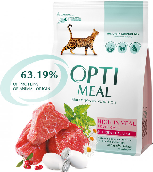 Optimeal For adult cats high in veal 0,2 kg