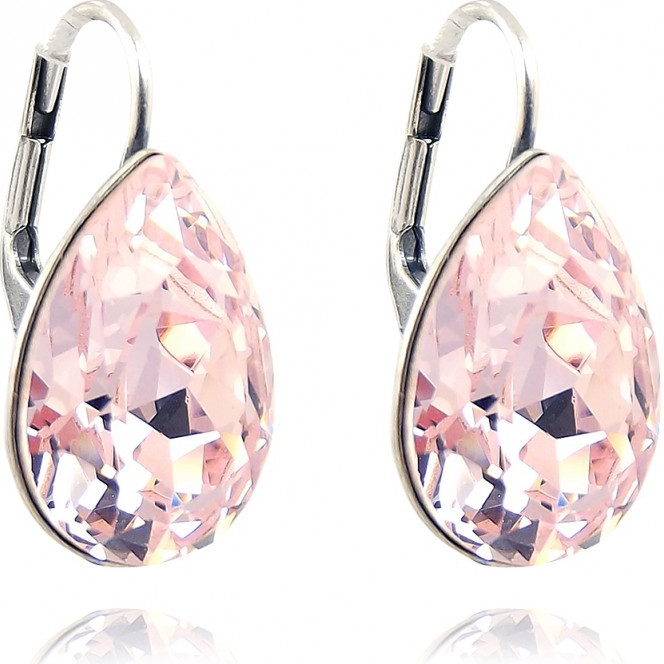 Swarovski Elements Pear stříbrné visací růžové slzičky kapky 31231.7 Light Rose růžová světlá