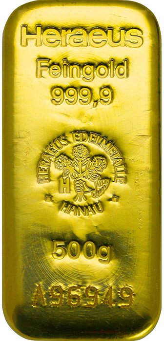 Heraeus zlatý slitek 500 g