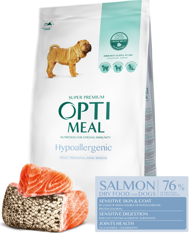 Optimeal Hypoallergenic adult medium breeds salmon 12 kg